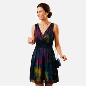 Anthropologie Shiffon Rainbow Mini Dress Size 2